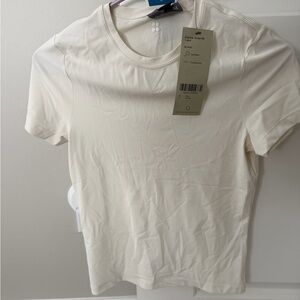 NWT Sweaty Betty Cream Ribbed Short Sleeve Tee